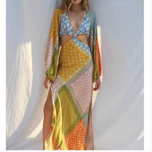 Jen's Pirate Booty Sonora Dress Daydream Patchwork Cut Out Boho Maxi Size M EUC - Picture 15 of 16